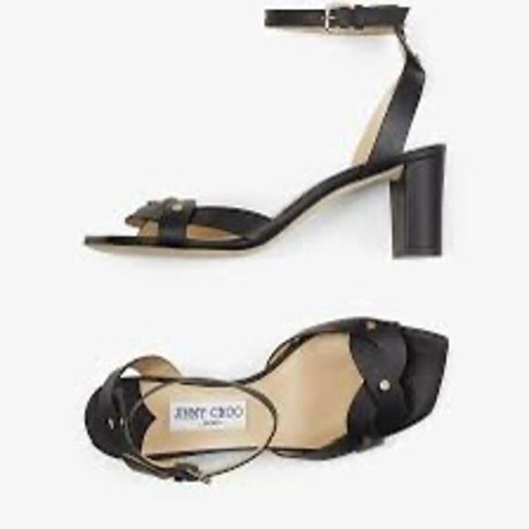 Jimmy Choo Drya 65 Black & Dark Brown Leather Sandals sz. 38.5 EU - Picture 3 of 14